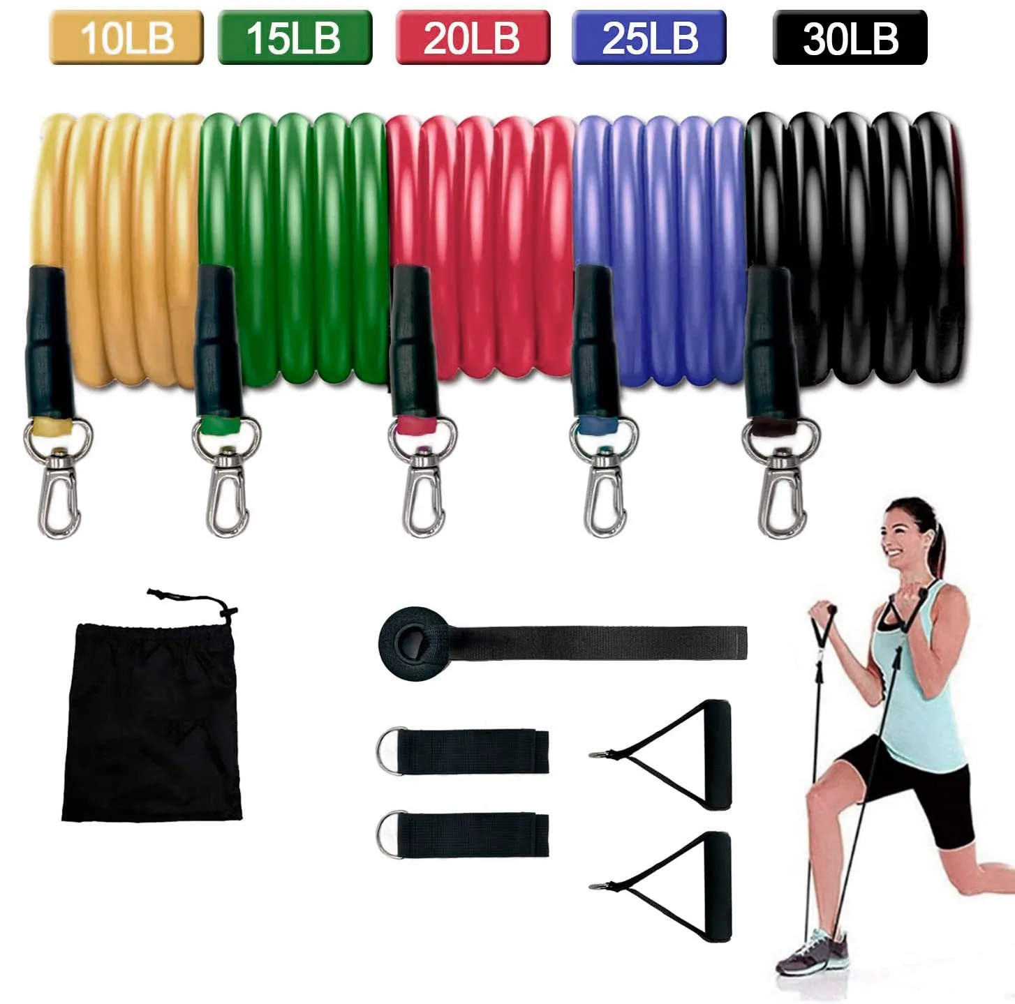 100lbs Exercise Training Resistance Bands Set