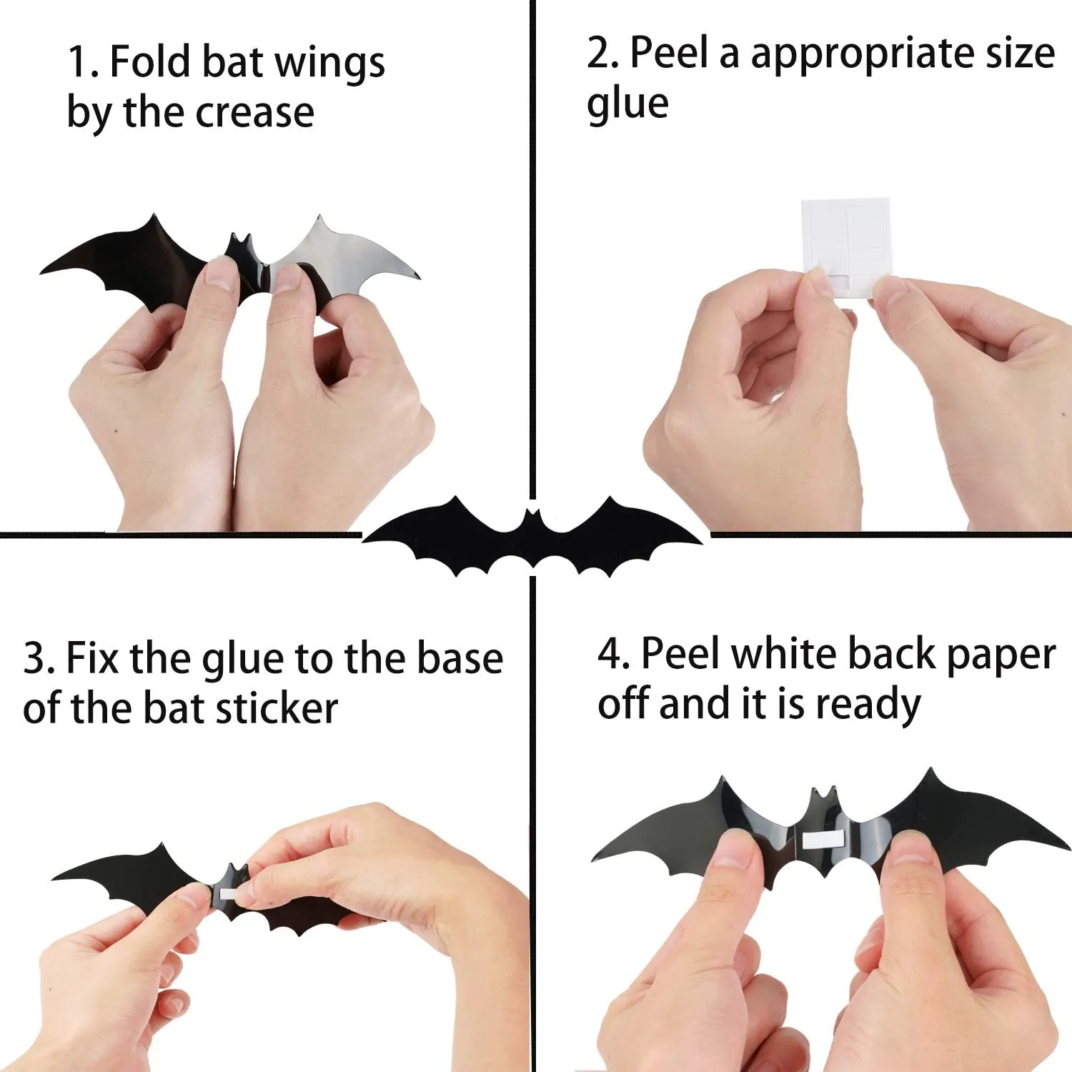 120-Piece: 3D Bat Halloween Decoration Stickers