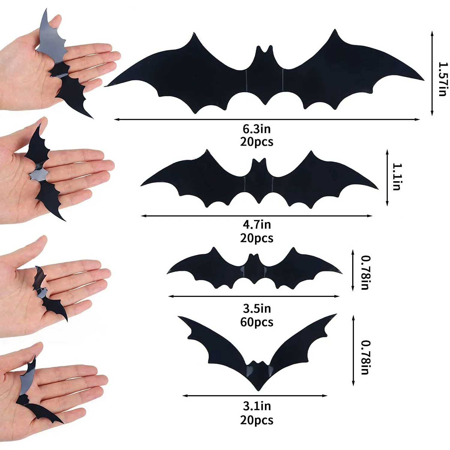 120-Piece: 3D Bat Halloween Decoration Stickers