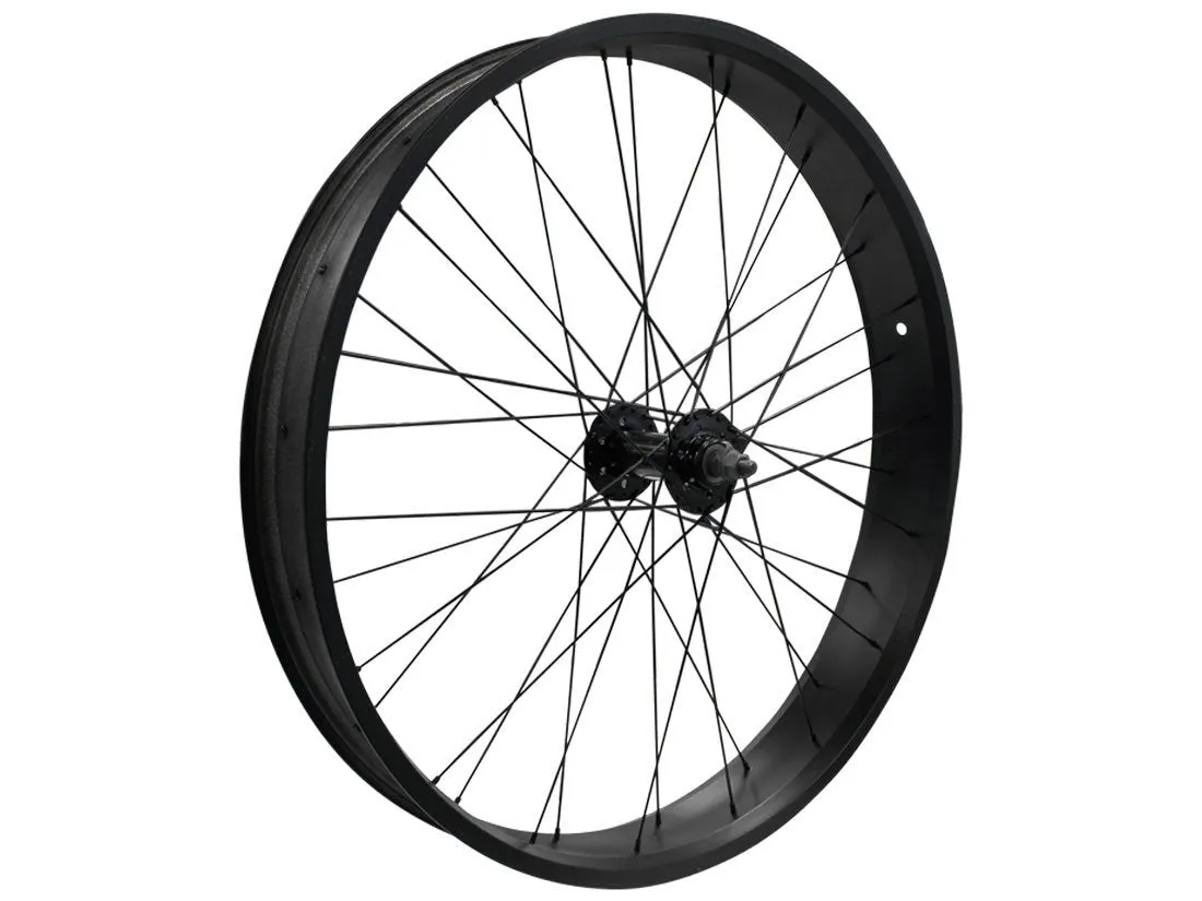 26" Fat Tire Single/7 Speed Beach Cruiser Wheel Set (Black)