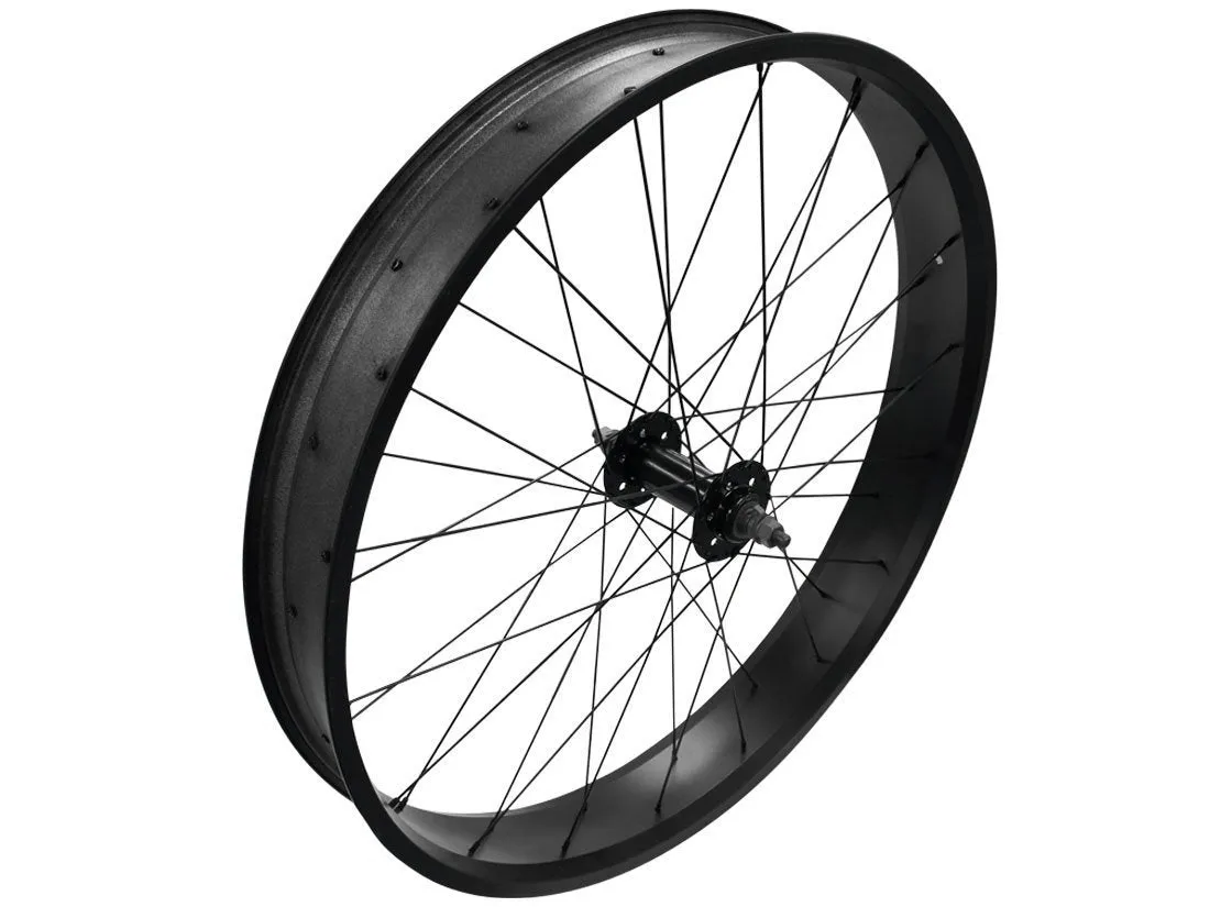 26" Fat Tire Single/7 Speed Beach Cruiser Wheel Set (Black)