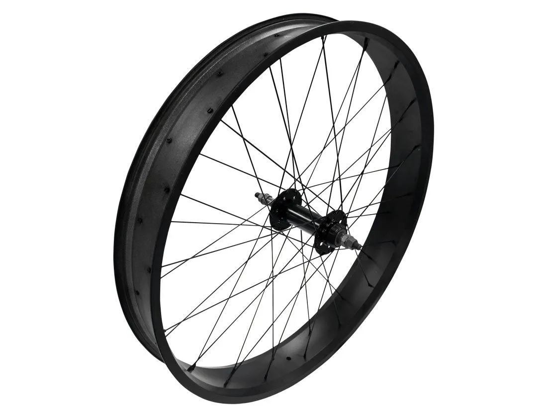 26" Fat Tire Single/7 Speed Beach Cruiser Wheel Set (Black)