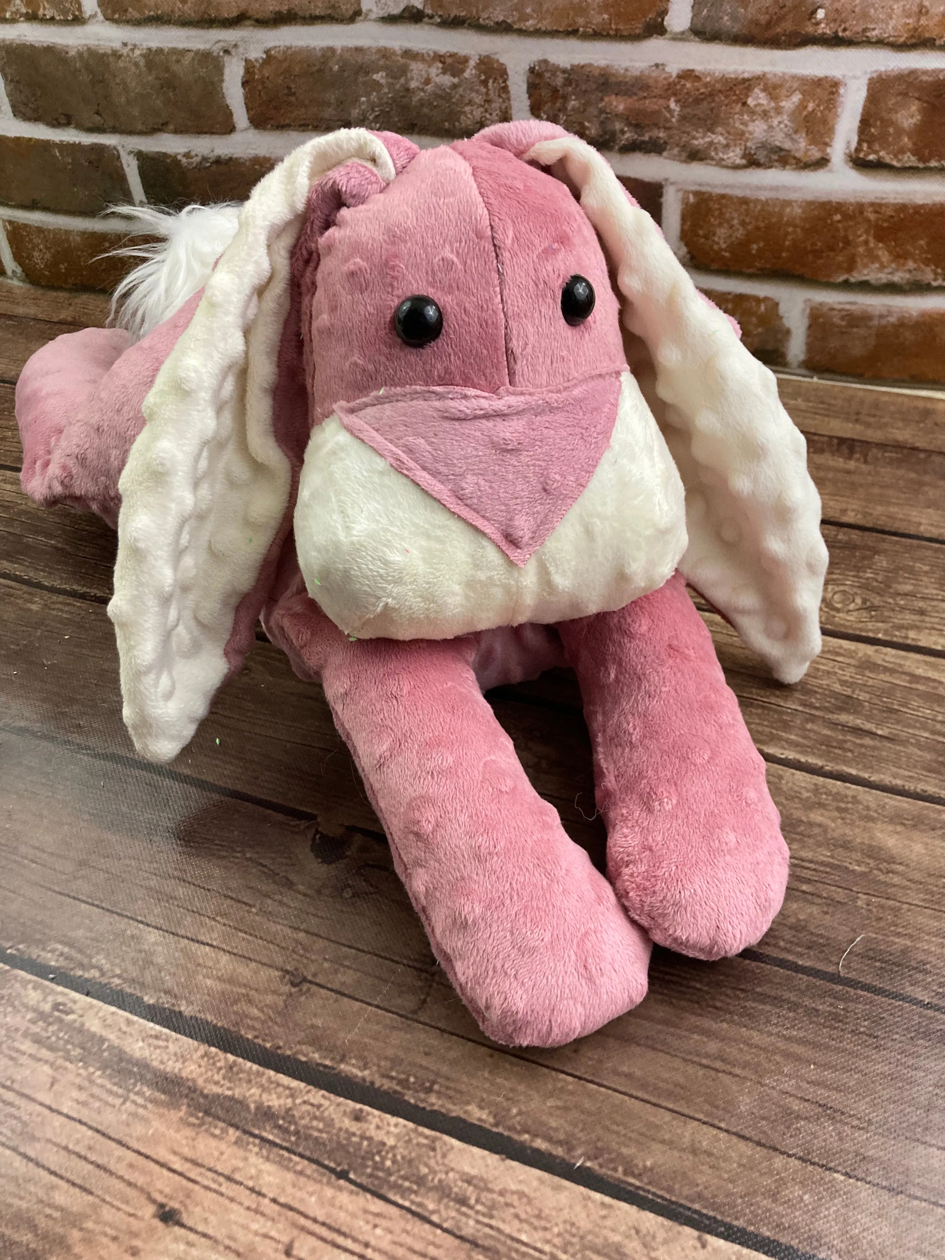 2lbs -10lbs Weighted Rabbit bunny Stuffed Minky Animal Lap Pad -for Comfort, Special Needs, Sleep, Anxiety and Stress Relief - Custom Made