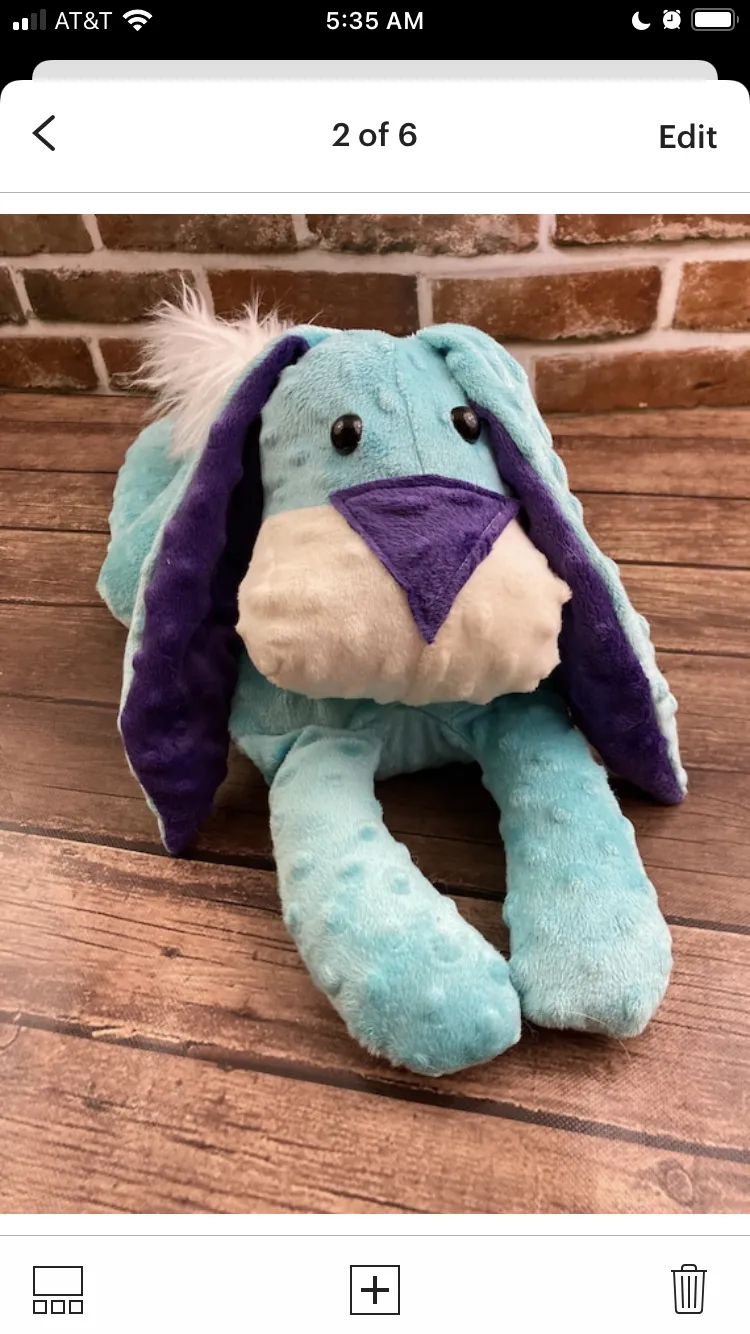 2lbs -10lbs Weighted Rabbit bunny Stuffed Minky Animal Lap Pad -for Comfort, Special Needs, Sleep, Anxiety and Stress Relief - Custom Made