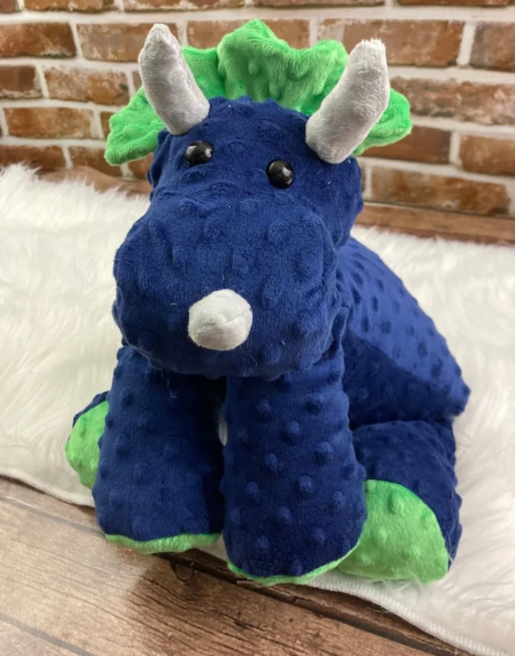 2lbs -10lbs Weighted  Triceratops Dinosaur Stuffed Minky Animal Lap Pad -for Comfort, Special Needs, Sleep, Anxiety and Stress Relief - Custom Made