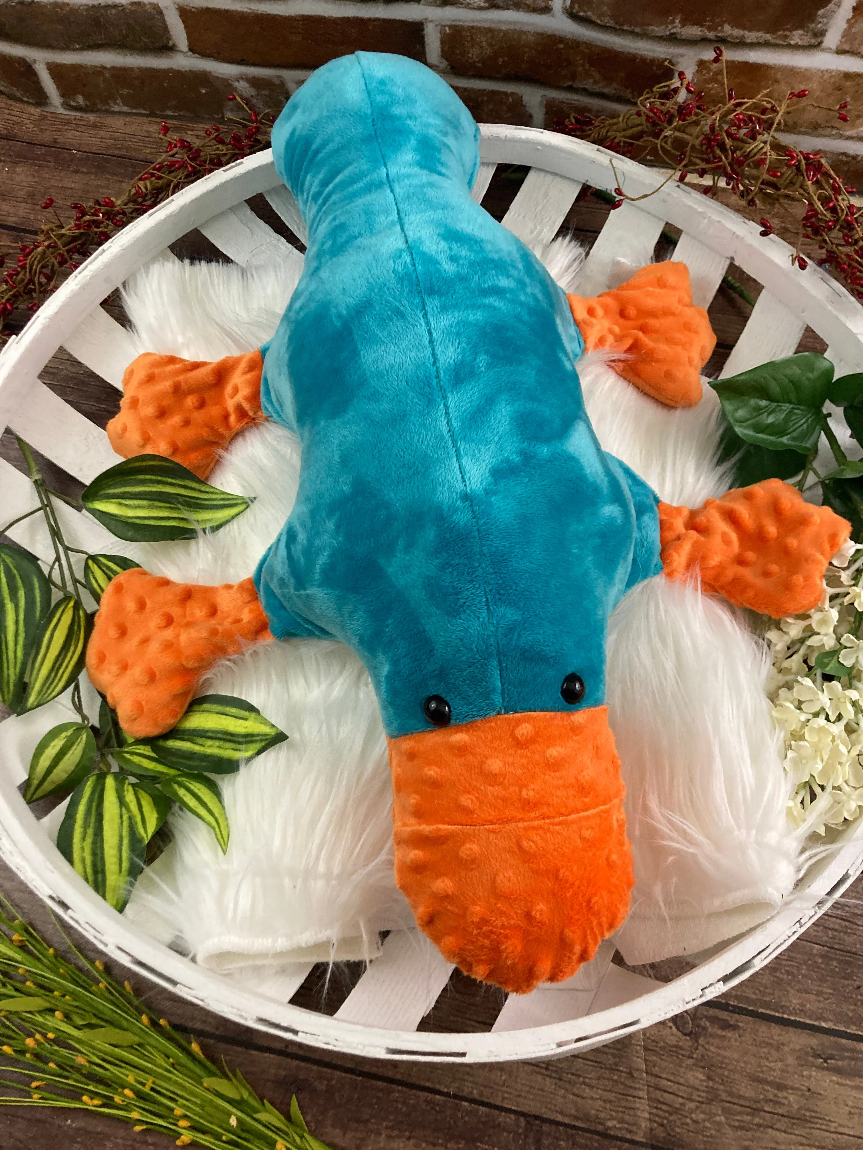 2lbs -15lbs Weighted  Platypus Stuffed Minky Animal Lap Pad -for Comfort, Special Needs, Sleep, Anxiety and Stress Relief - Custom Made