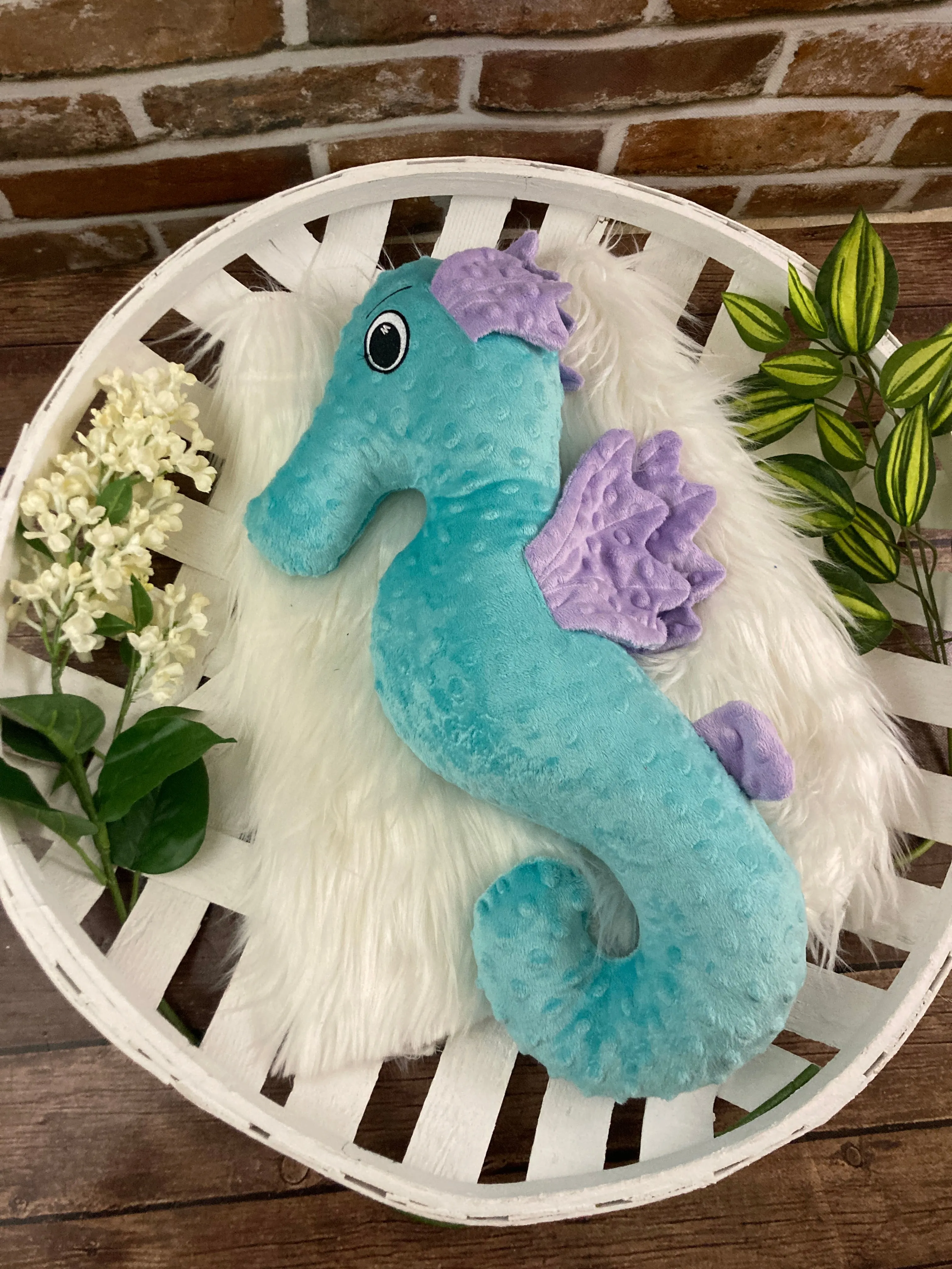 2lbs -8lbs Weighted  Sea Horse Stuffed Minky Animal Plushie Lap Pad -for Comfort, Special Needs, Sleep, Anxiety and Stress Relief - Custom Made