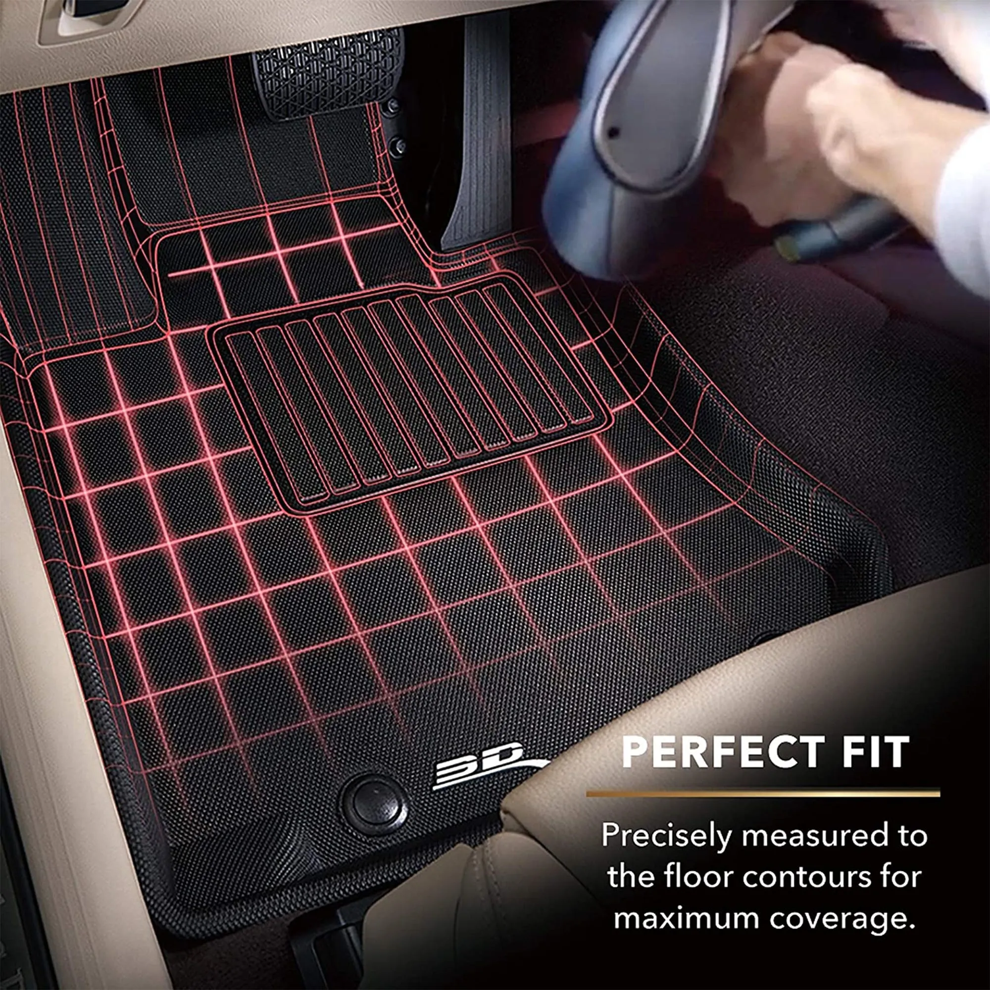 3D MAXpider Kagu Front Row Floor Liners, 2012-2019 Tesla Model S, Tan (Open Box)