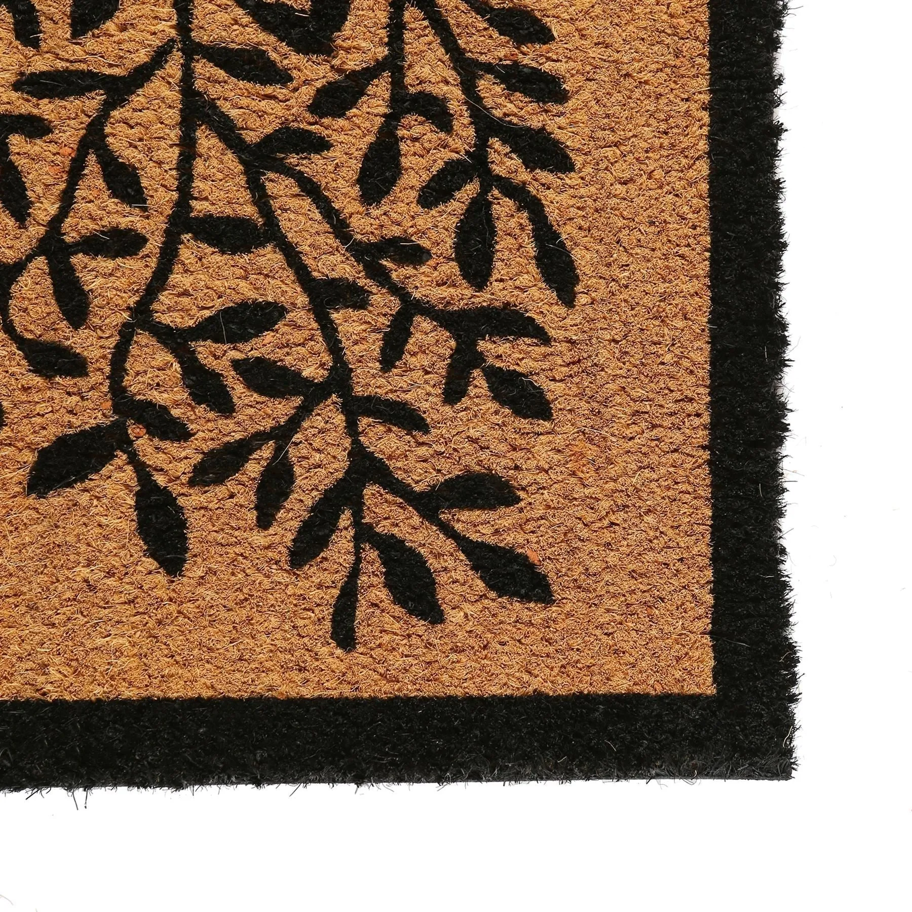 60cm x 40cm Black Tree of Life Coir Door Mat - By Nicola Spring