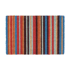 90cm x 60cm Multicoloured Pinstripe Coir Door Mat - By Nicola Spring