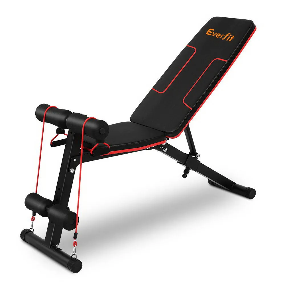 Adjustable FID Weight Bench 150kg Capacity with Resistance Bands Everfit