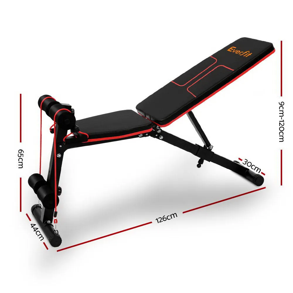 Adjustable FID Weight Bench 150kg Capacity with Resistance Bands Everfit