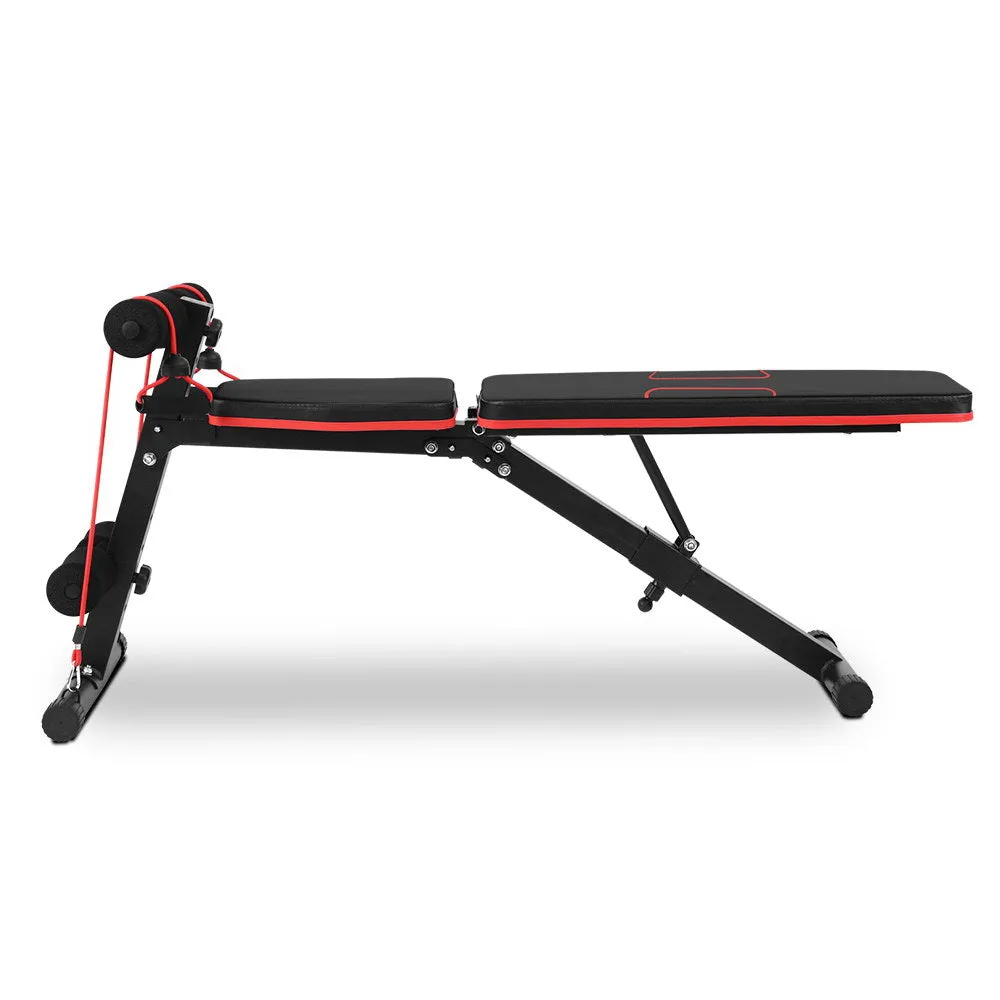 Adjustable FID Weight Bench 150kg Capacity with Resistance Bands Everfit