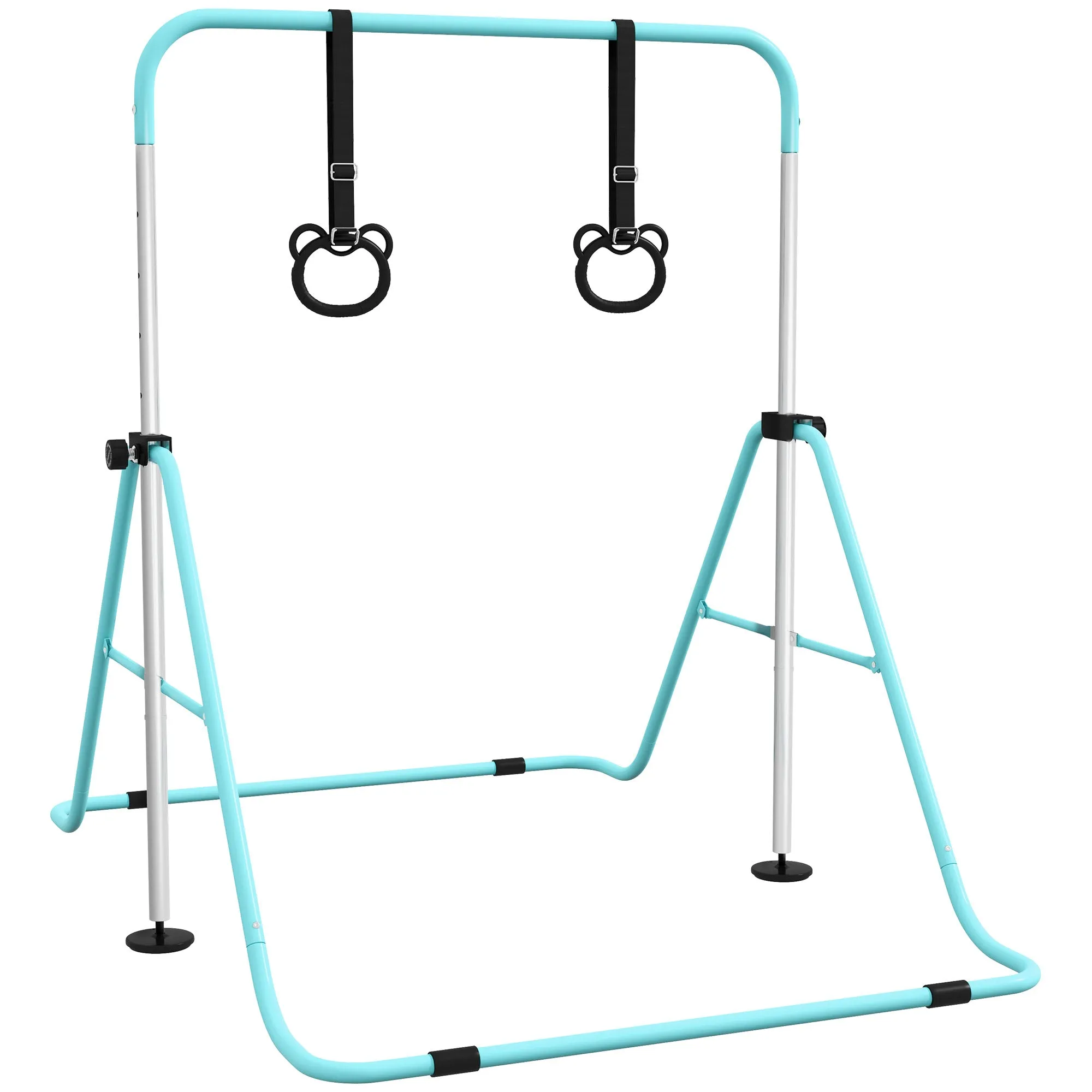 Adjustable Height Foldable Kids Gymnastics Bar with Non-Slip Mats, Green