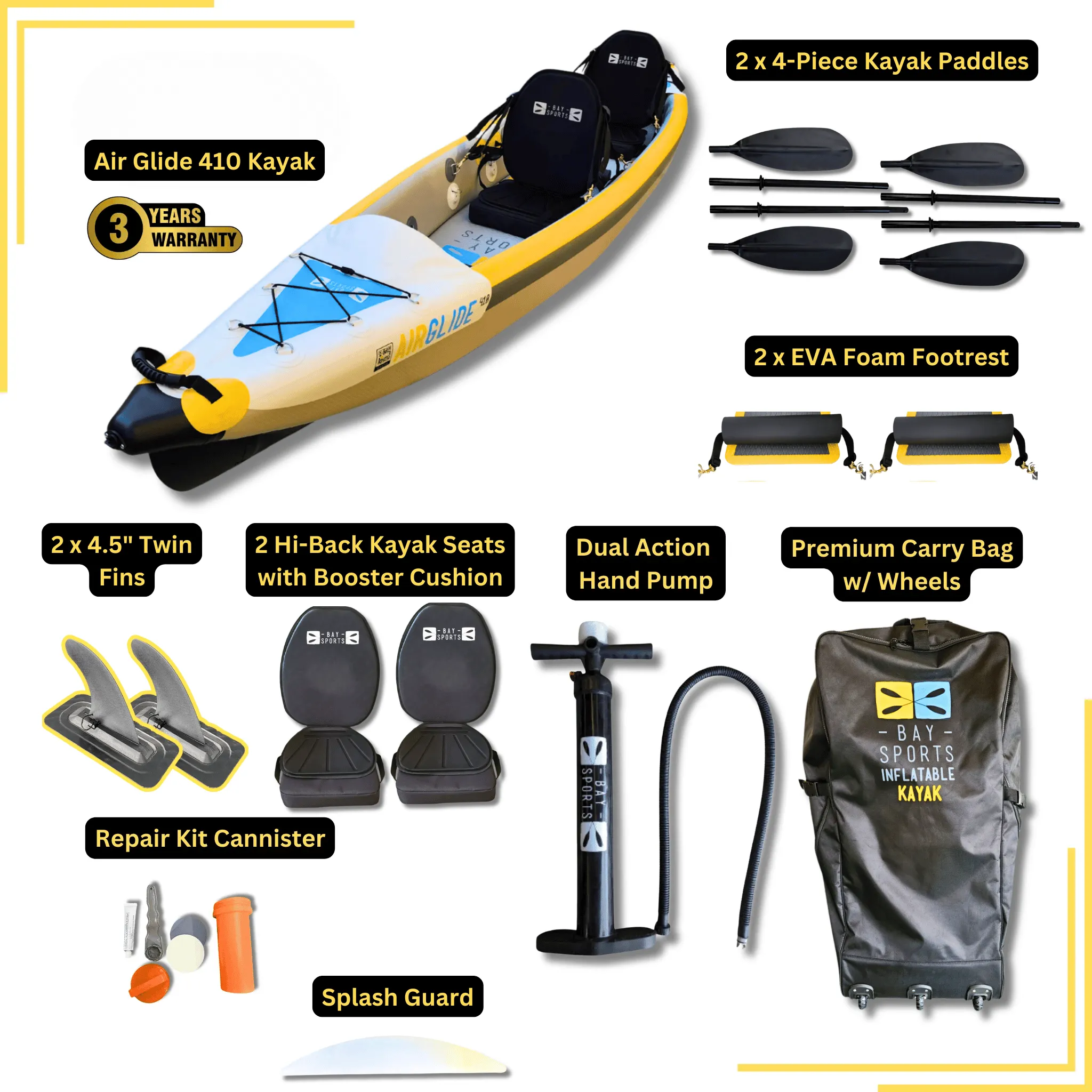 Air Glide 410 - 4.10M Double Inflatable Kayak