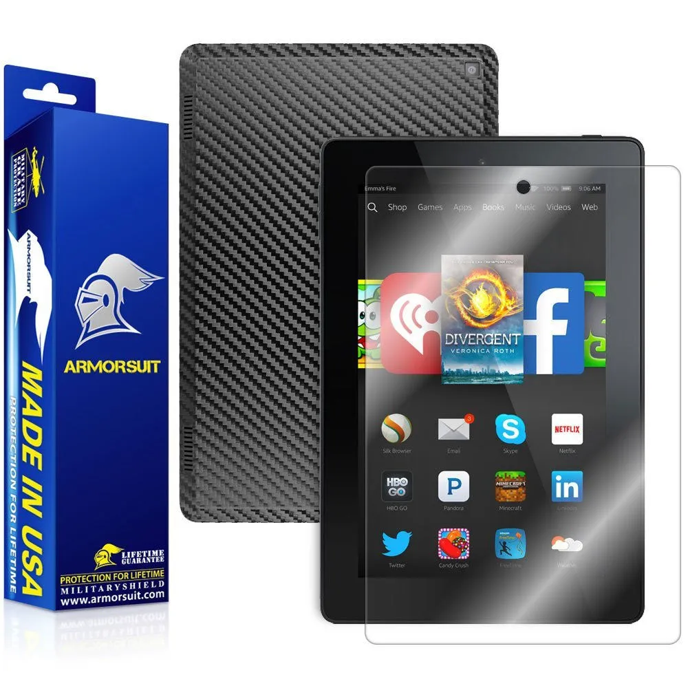 Amazon Fire HD 7 (2014 Version 4th Gen) Screen Protector   Black Carbon Fiber Skin