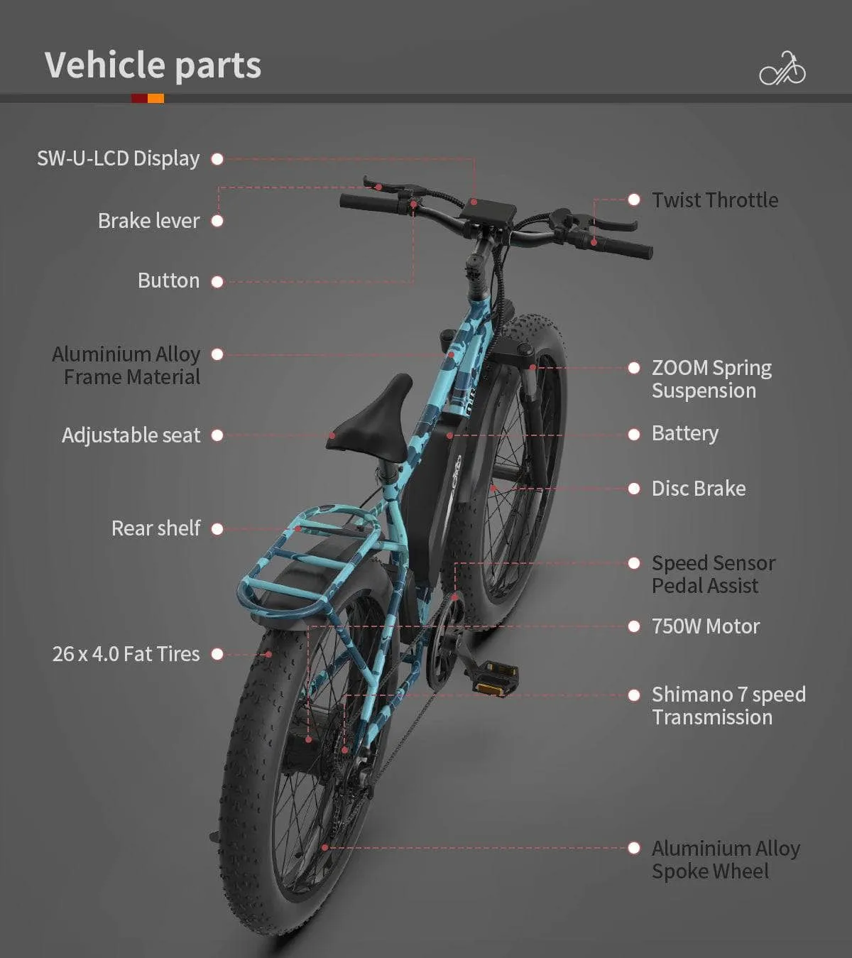 AOSTIRMOTOR S07-F Commuting Electric Bicycle 48V 750W