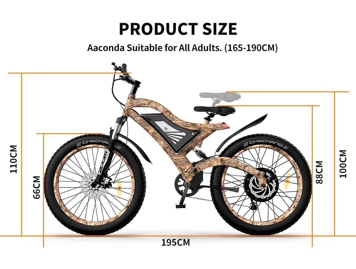 AOSTIRMOTOR S18 1500W 48V All Terrain Fat Tire Electric Hunting Mountain Bike