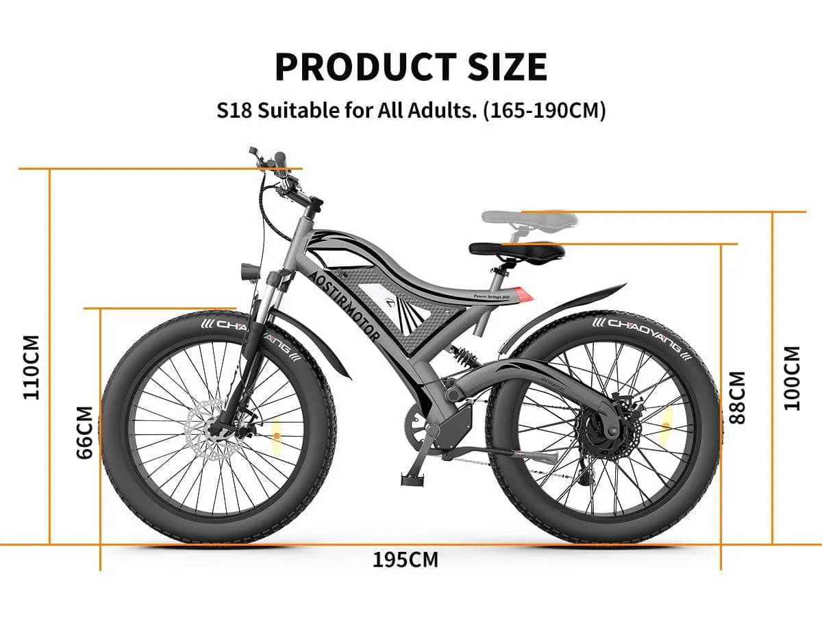 AOSTIRMOTOR S18 All Terrain Fat Tire Electric Mountain Bike 750W 48V