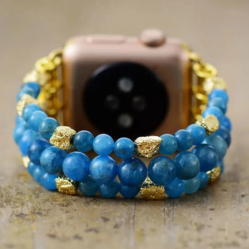 Apatite Gold Beads Stretchy Apple Watch Band