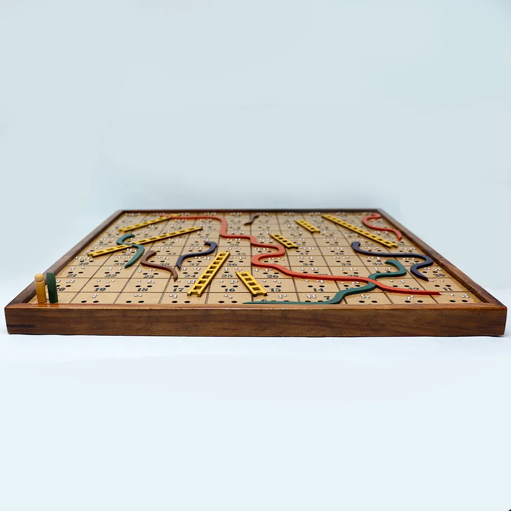 Braille Snakes & Ladders Wooden Board Game for The Blind (Hand Painted)