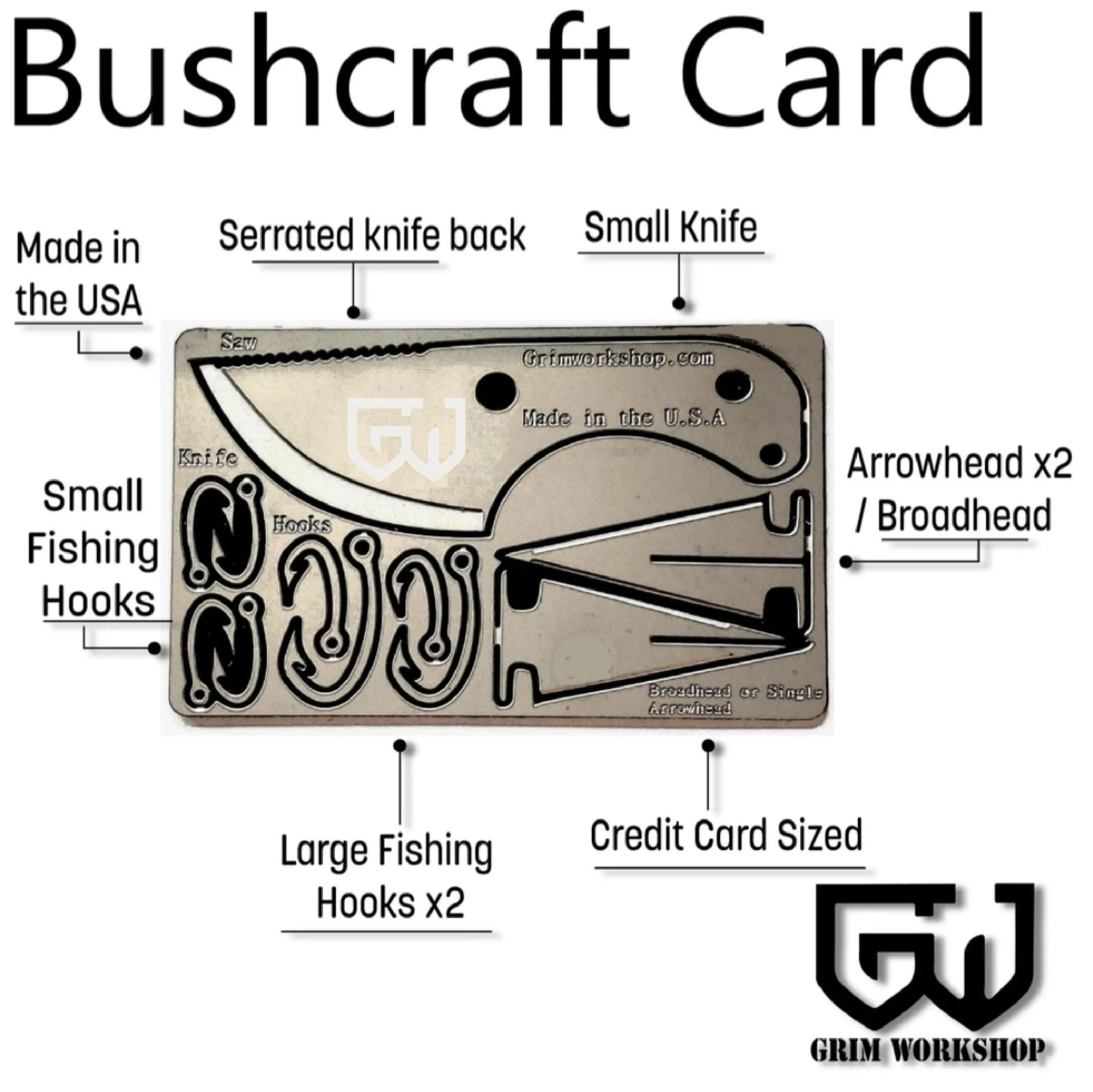 Bushcraft EDC Survival Card: 11 Function Credit Card Survival tool