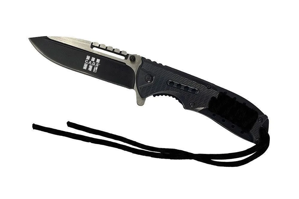 CAOS TACTICAL Folding Survival Knife with Nylon Belt Pouch