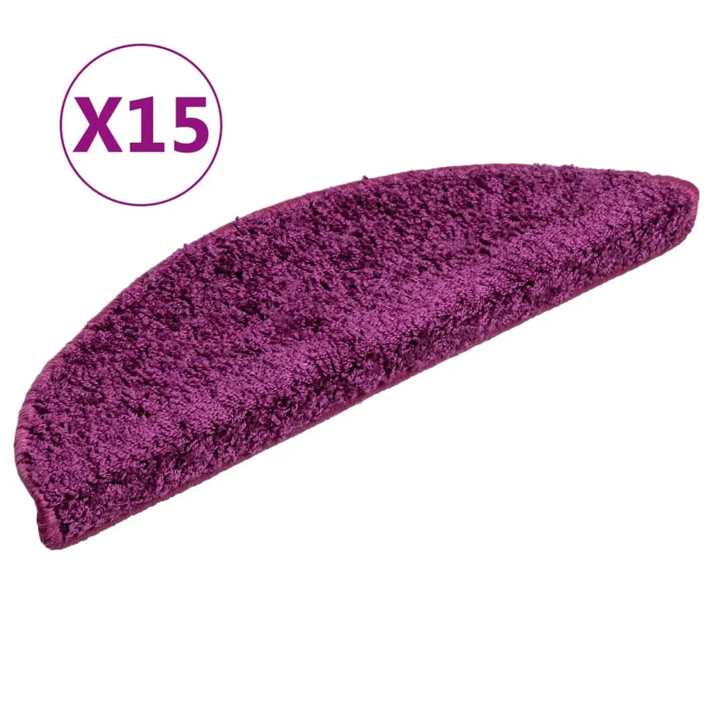 Carpet Stair Treads 15 pcs Violet 56x17x3 cm