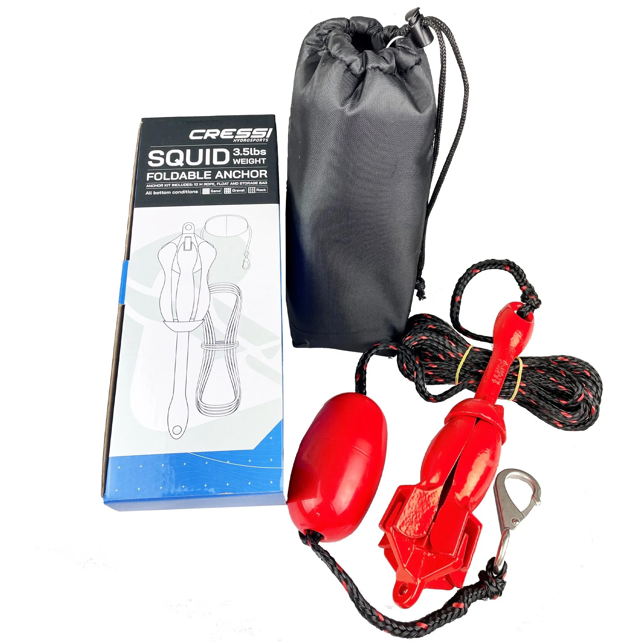 Cressi Squid Foldable Anchor Set for iSUP and Kayaks