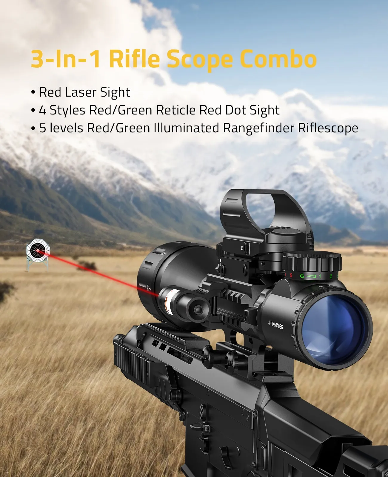 EZshoot 4-16x50AO Tactical Rifle Scope Combo