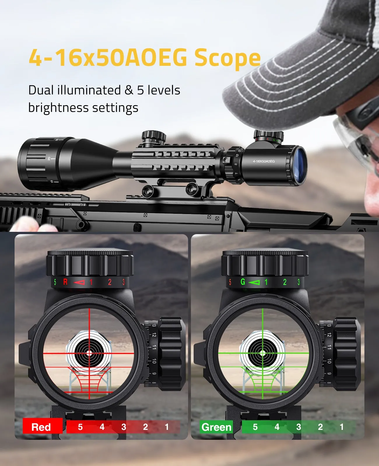 EZshoot 4-16x50AO Tactical Rifle Scope Combo