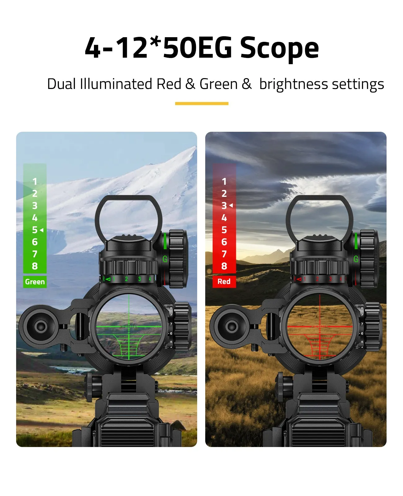 EZshoot Riflescope Combo 4-12x50EG Illuminated Optics with Green Laser Sight and Dot Sight