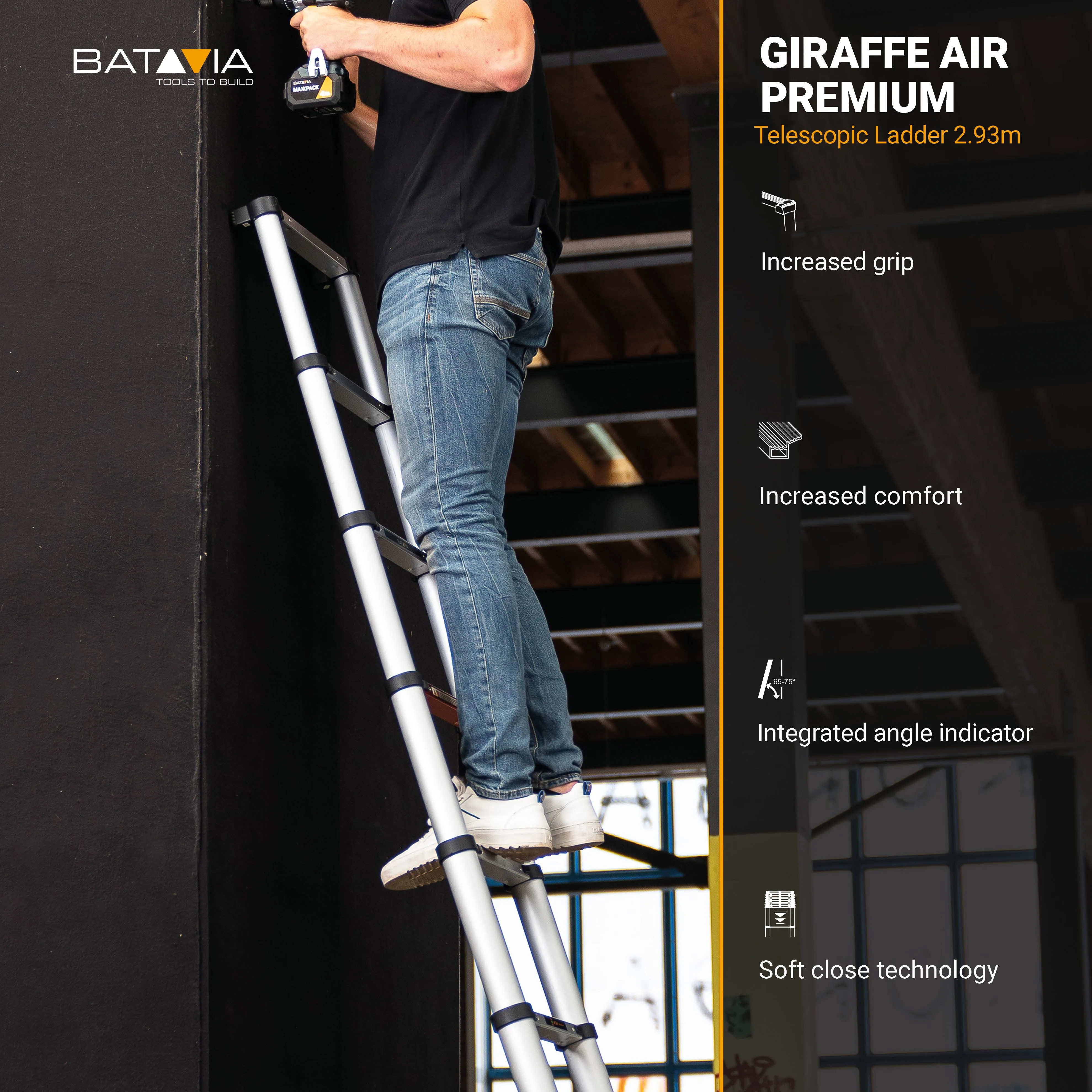 Giraffe® Air Telescopic Ladder 2.9m 9 steps