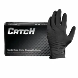 Hospeco ProWorks Catch GL-NT107BKF Nitrile Powder Free Textured Gloves, Black, Box of 100, Case of 10 Boxes