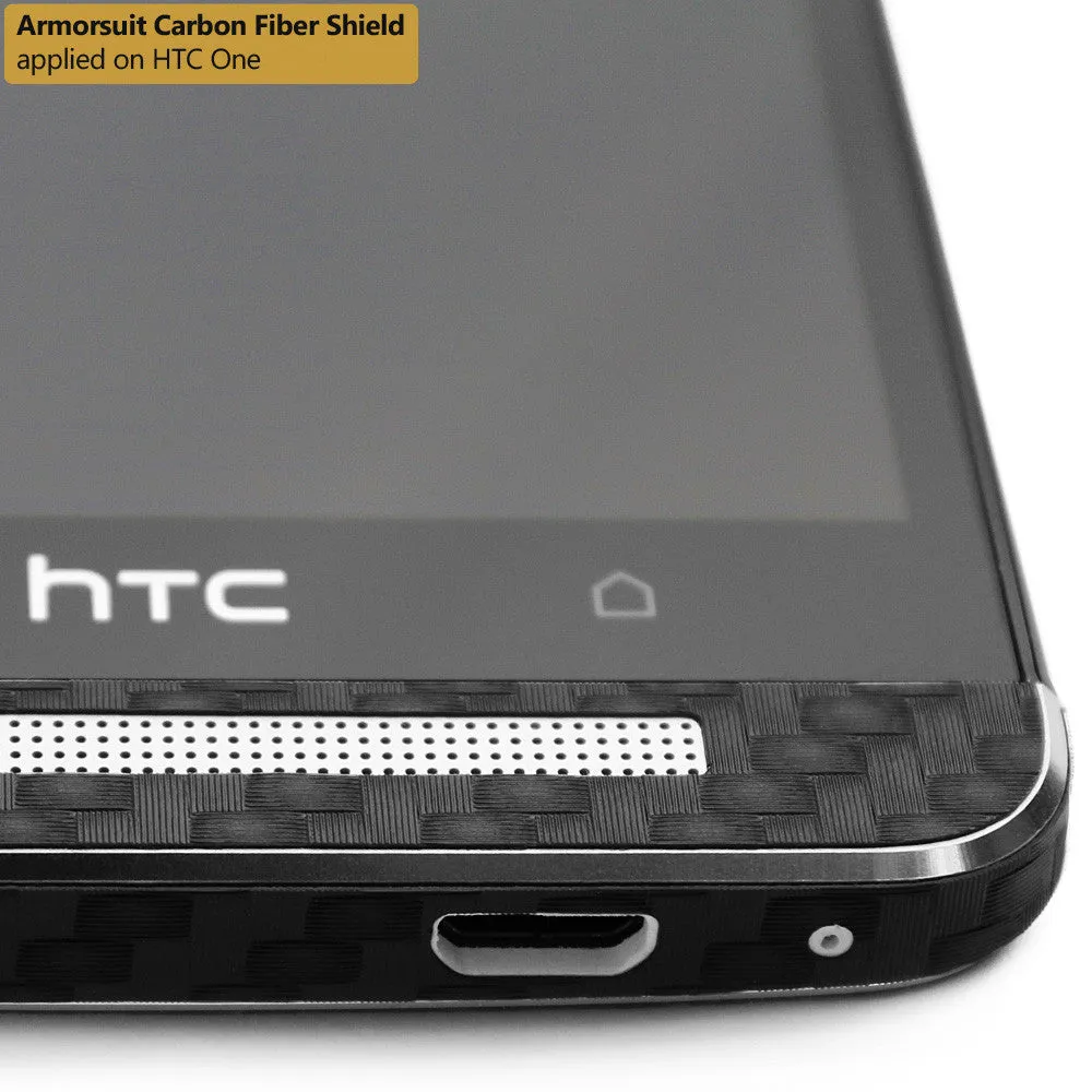 HTC One M7 Screen Protector   Black Carbon Fiber Film Protector