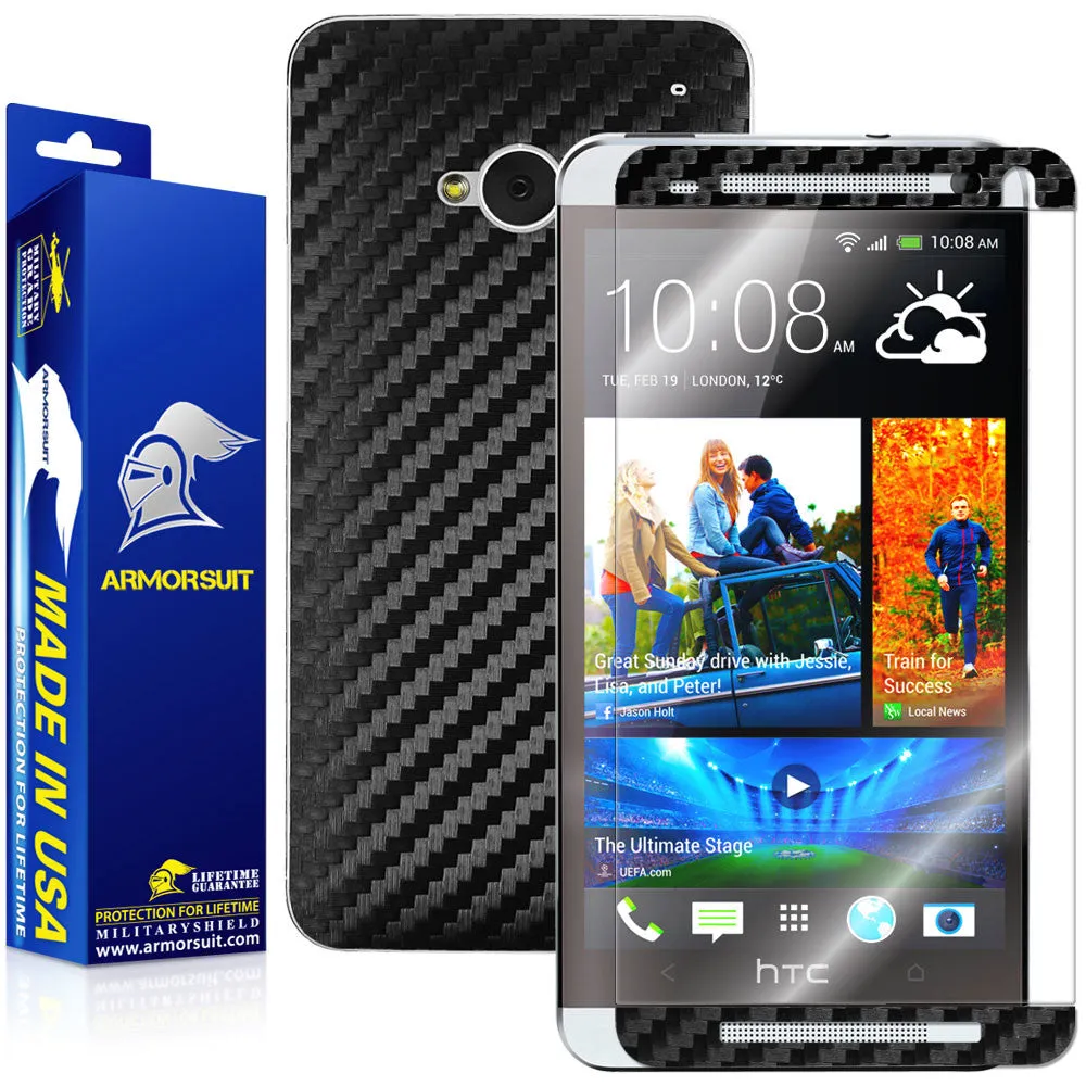 HTC One M7 Screen Protector   Black Carbon Fiber Film Protector