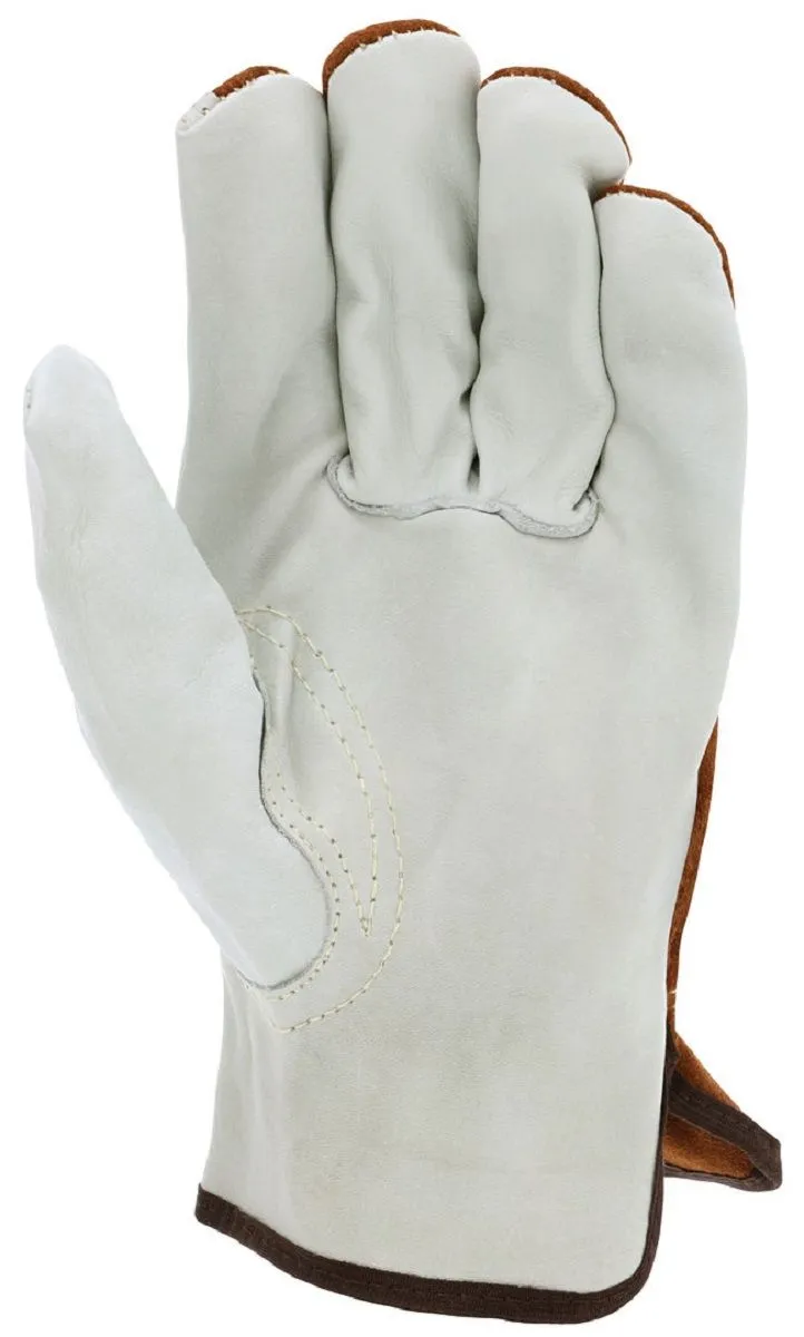 MCR Safety 3205 CV Grade Grain Palm, Leather Drivers Work Gloves, Beige, Box of 12 Pairs