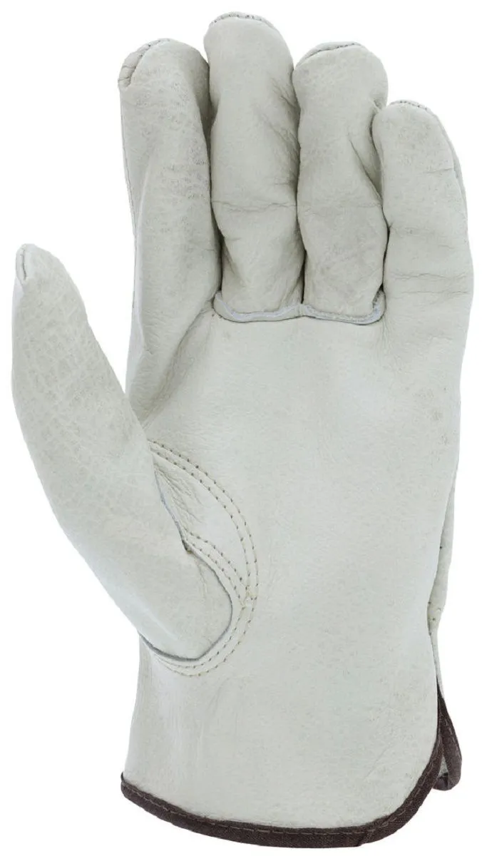 MCR Safety 3215 Unlined Grain Cow Leather, Drivers Work Gloves, Beige, Box of 12 Pairs