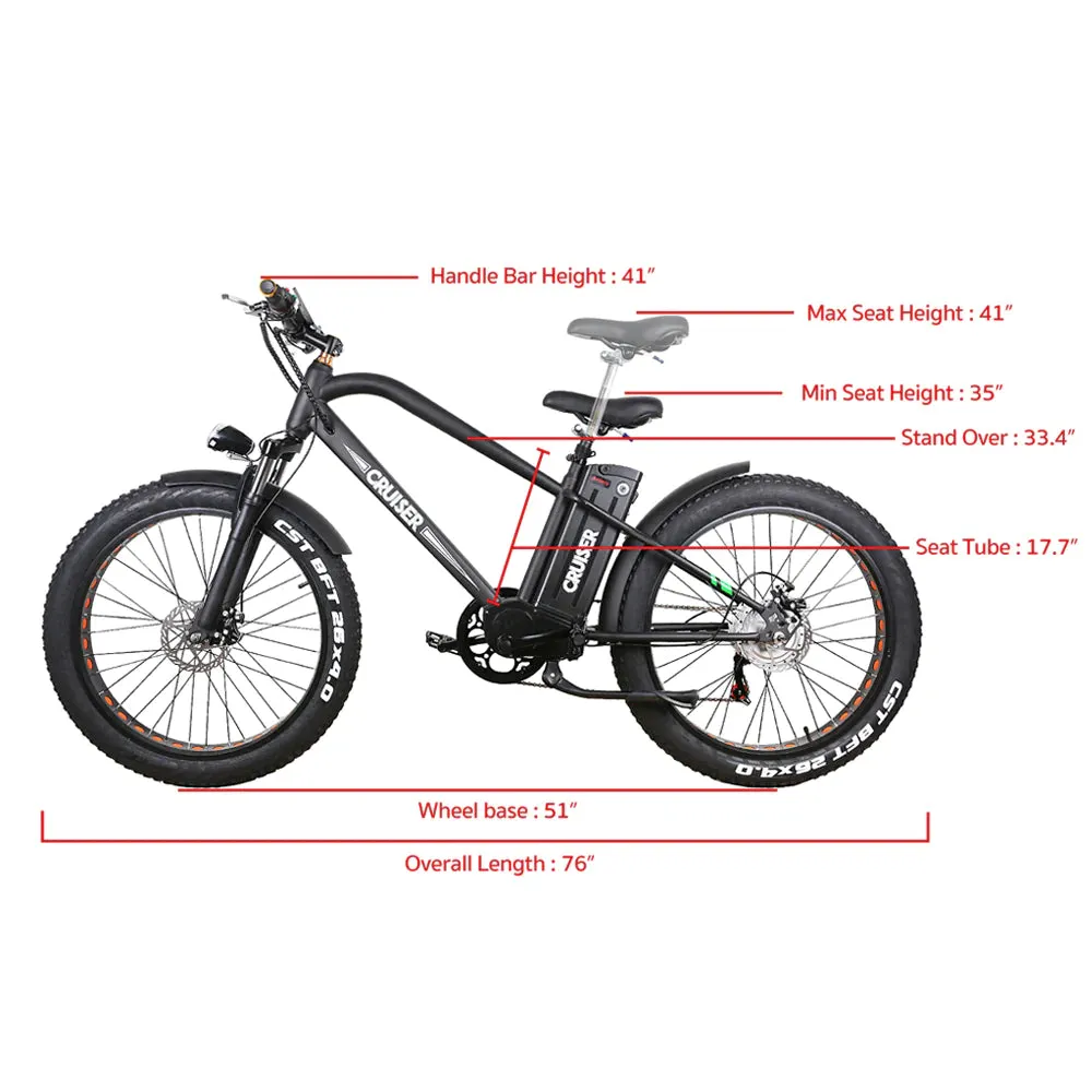 Nakto Super Cruiser 26" Fat Tire Electric Bike