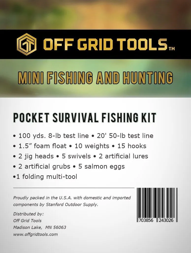 Off Grid Tools Fishing & Hunting Mini - Pocket Survival Fishing Kit