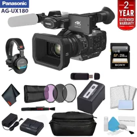 Panasonic AG-UX180 4K Premium Professional Camcorder Bundle with 2 Year Extended Warranty, Sony MDR-7506 Headphones   So