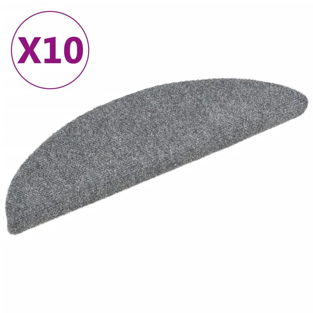 Self-adhesive Stair Mats 10 pcs Light Grey 56x17x cm Needle Punch