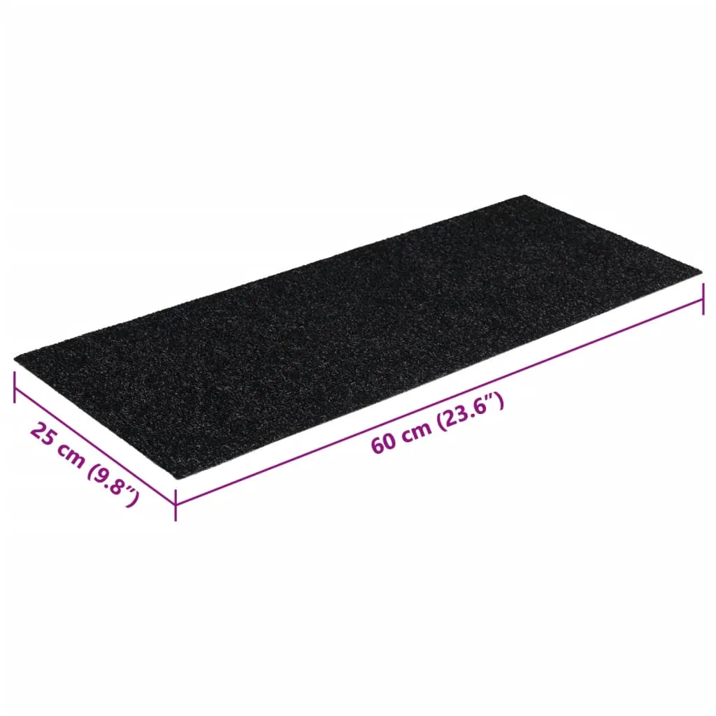 Self-adhesive Stair Mats Rectangular 15 pcs 60x25 cm Black