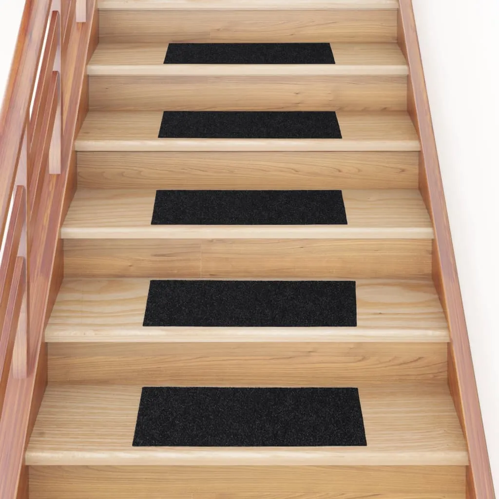 Self-adhesive Stair Mats Rectangular 15 pcs 60x25 cm Black