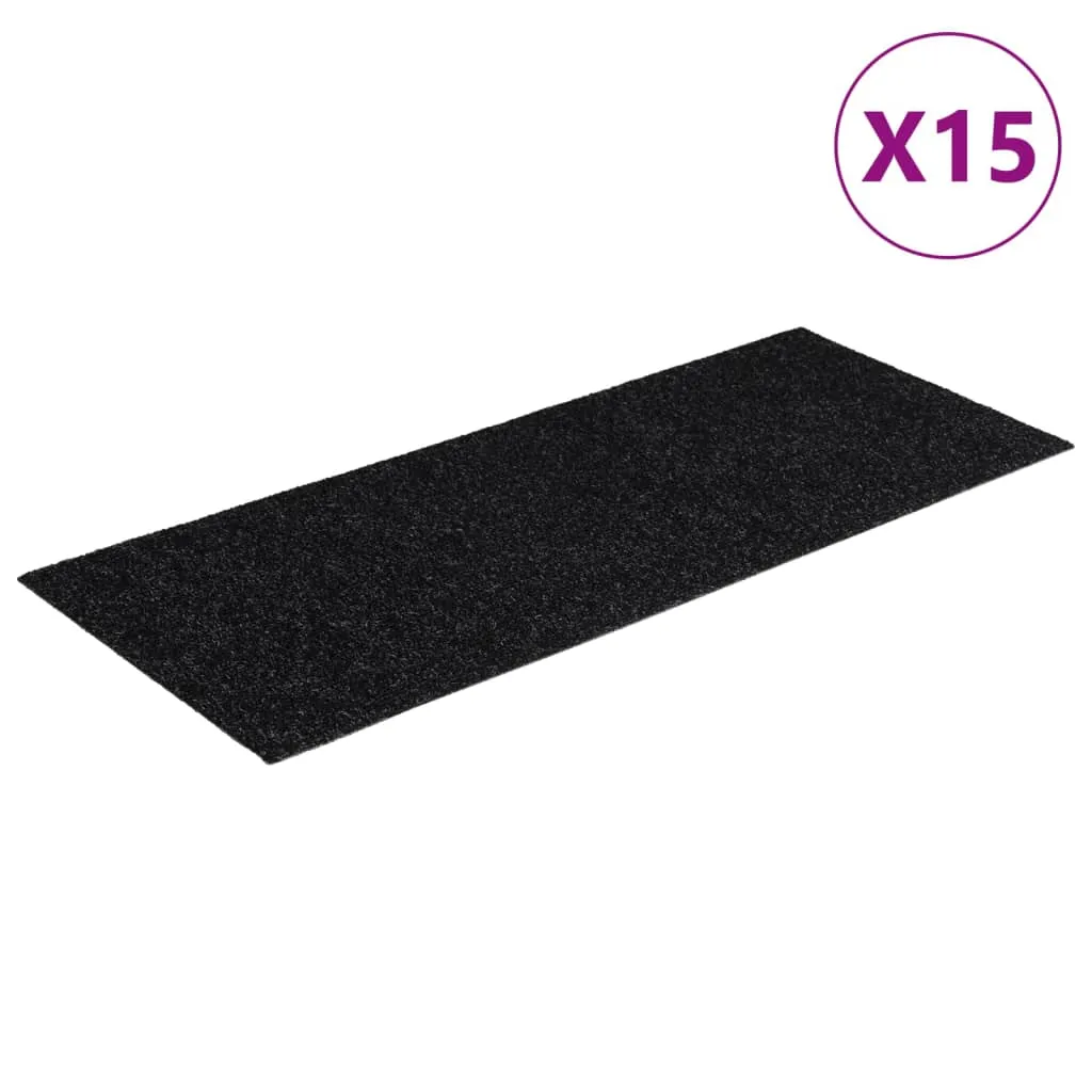 Self-adhesive Stair Mats Rectangular 15 pcs 60x25 cm Black