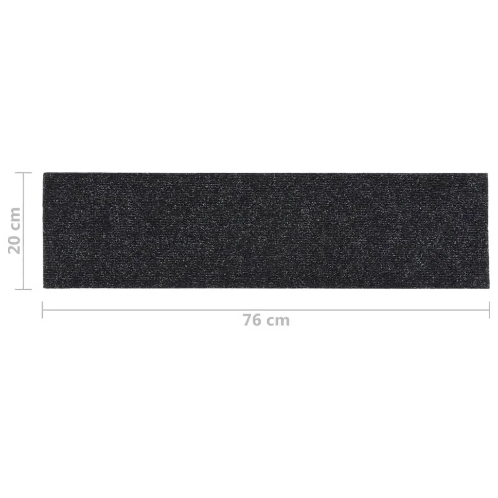 Self-adhesive Stair Mats Rectangular 15 pcs 76x20 cm Black