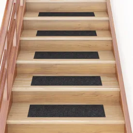 Self-adhesive Stair Mats Rectangular 15 pcs 76x20 cm Black