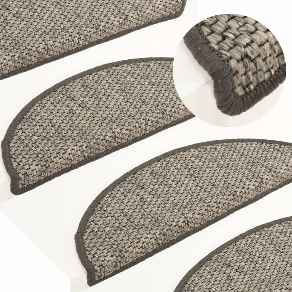 Self-adhesive Stair Mats Sisal-Look 15 pcs 65x25 cm Anthracite