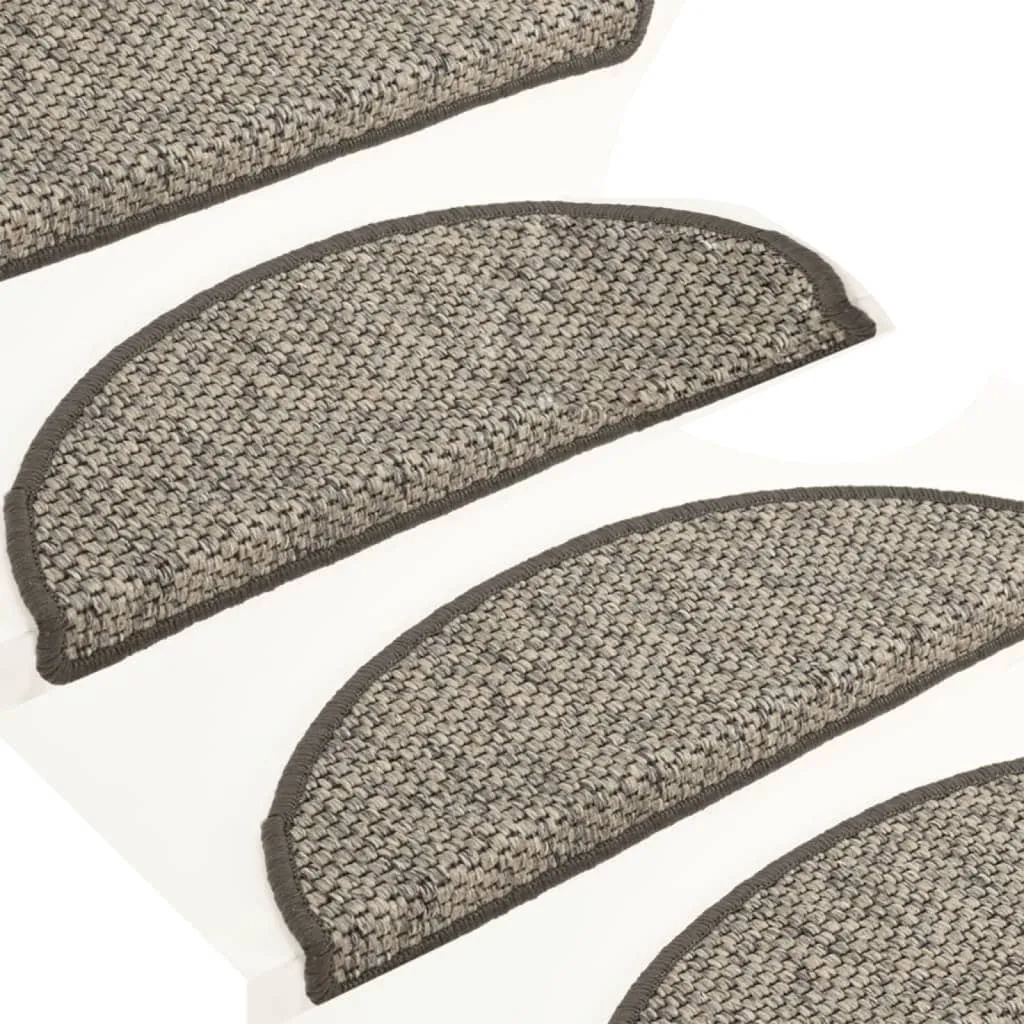 Self-adhesive Stair Mats Sisal-Look 15 pcs 65x25 cm Anthracite