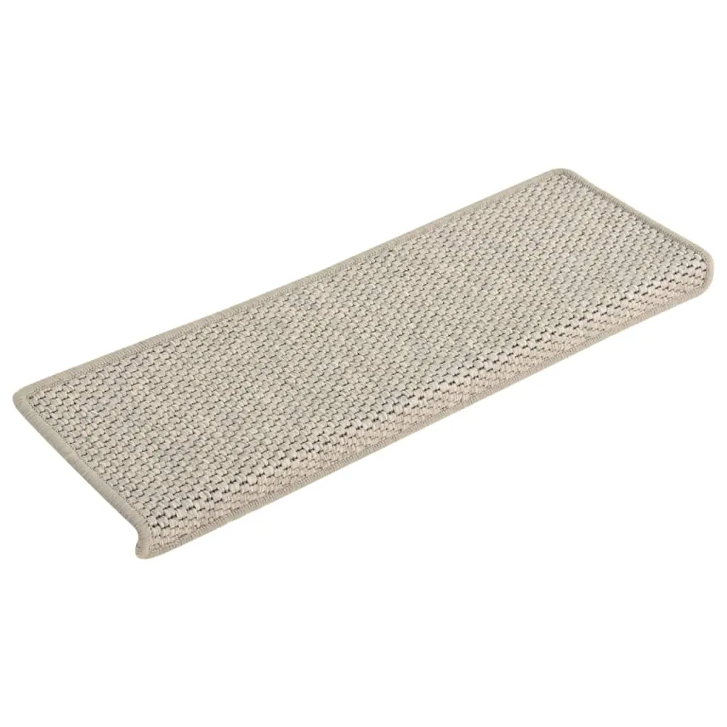 Self-adhesive Stair Mats Sisal-Look 15 pcs 65x25 cm Silver